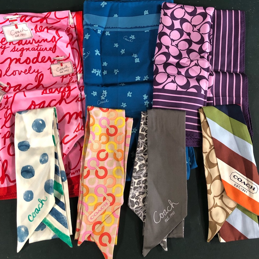 Lot of 7 Coach scarves, various shapes